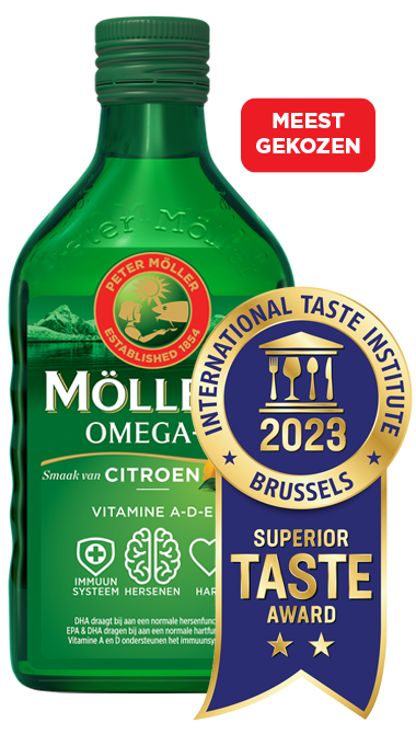 Möller's omega-3 vloeibaar, smaak citroen. Meest gekozen door onze klanten.